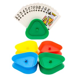 DVOFU 4Pieces Playing Card Holder Plastic Triangle Standing Card Games Holder Multicolored Game Card Stands for Kids Groups Adults