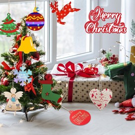 Christmas Wooden Pendants, 80 Pieces Craft Set Christmas, Crafts Christmas Children, Wooden Pendants for Painting Christmas, DIY Christmas Decoration Wood, Tree Decoration Christmas