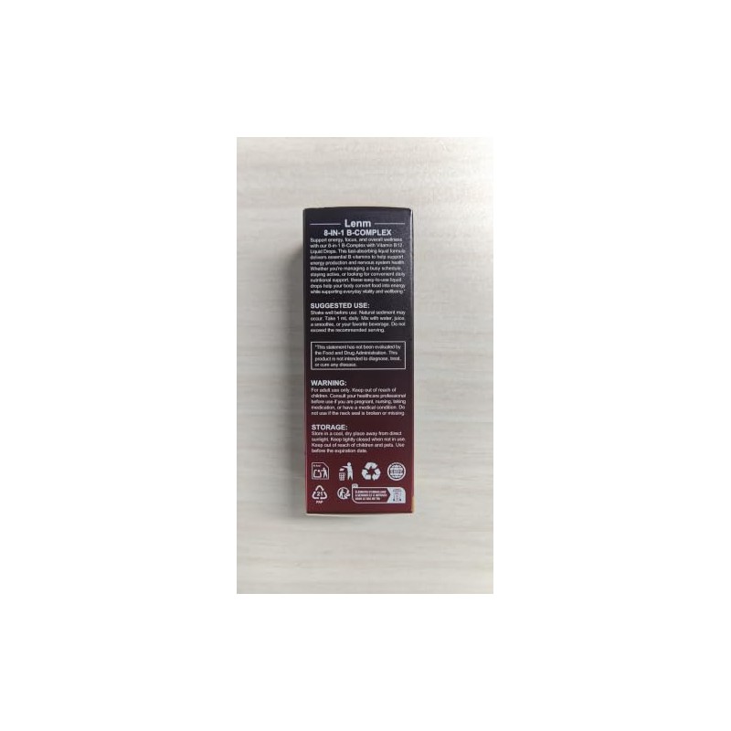 Vitamin B Complex Liquid Drops 20000mcg with Methyl B12, Folate,