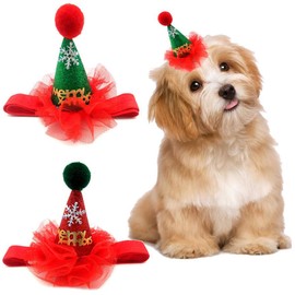 Petunny Christmas Dog Hats,2Pcs Christmas Dog Headwear Adjustable Christmas Pet Hat Cute Dogs Headbands Hairband Accessories for Small Medium Cats Puppy(Random Color)