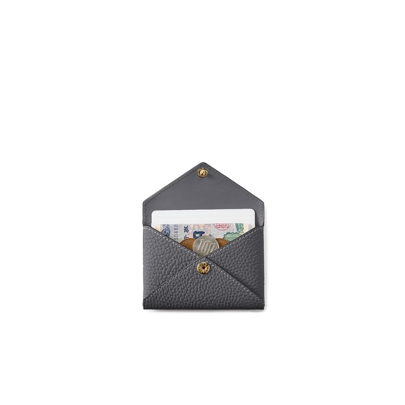 Bonaventura Envelope Card Case Shrink Leather, charcoal gray