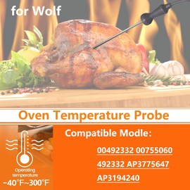 Wolf Oven Probe Replacement 5304503737 | Oven Temperature Sensor, 26-Inch Universal Thermometer Probe for Stove, Compatible with 00755060, 00492332, AP3775647, AP3194240