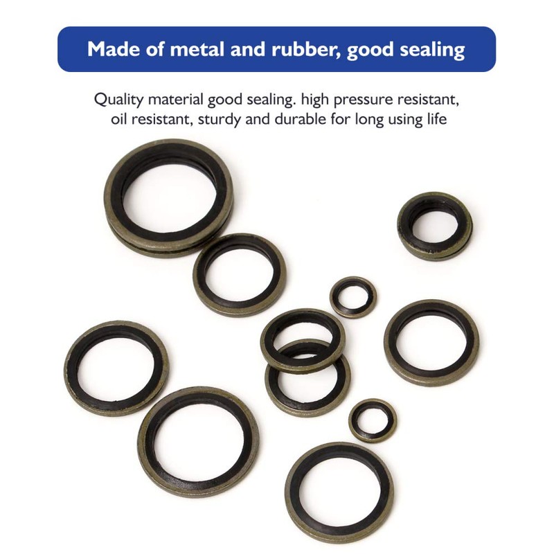 150Pcs Metal Bonded Seal Washer Assortment Kit Bonded Washer 8