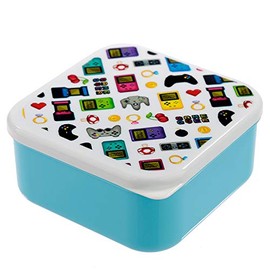 Puckator Game Over Reusable Lidded Snack Pot Lunch Box Set of 3, BPA Free PVC, Work School Travel Home, Large 5.5x11.5x11.5cm Medium 4.5x10x19cm Small 4x8.5x8.5cm