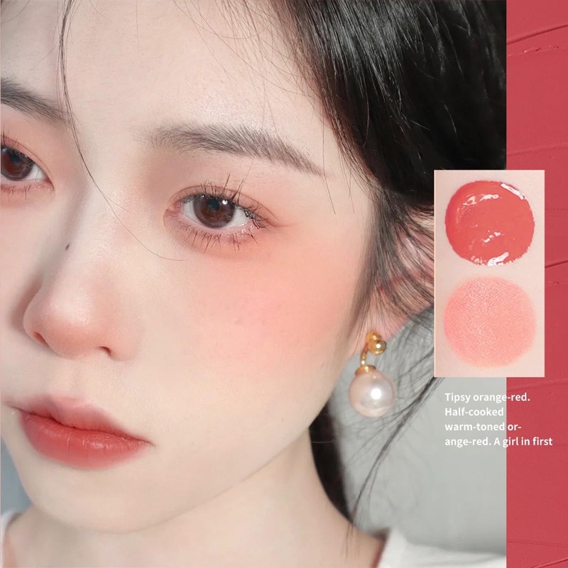 BLUE LOVE Air Cushion Liquid Blush for Cheeks with Mirror,