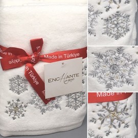 Enchante Home 2 Enchante Home Silver Embroidered Rhinestone Snowflake Hand Towel Set Christmas