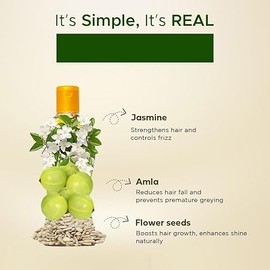  Jasmine and Amla Herbal Oil with Real Flower Seeds & Herbs Strengthens Roots, Breakage Repair | Natural Daily Hair Care for Men & Women - 180ml