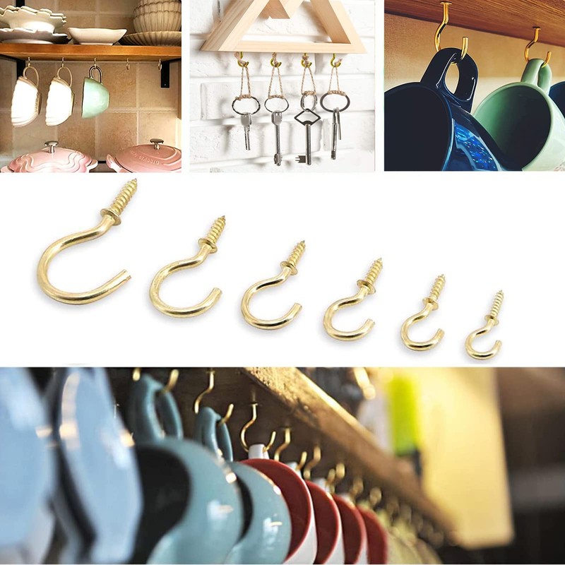 JSUOEO Ceiling Hook Cup, Pack of 130 Hooks Screw Hooks