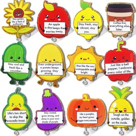 Hotlea 12 PCS Postive Potato Badge Reels Bulk Cute Quotes Nurse Badge Holders Retractable Id Clip Colorful Nursing Medical Asssitants RN LPN CNA Buddy Accessories for Work