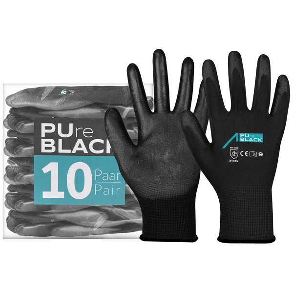 ACE PUre Black Work Gloves - 10 Pairs of Sensitive