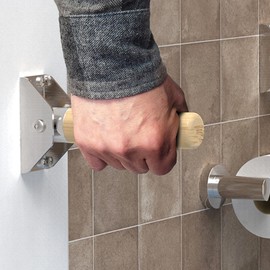 AquaChase 2-Pack Jamb Mount Flip up Bamboo Grab Bar for Stability, Doorway Balance Assist Folding Handle, Mobility Aids for Seniors and Disabled Persons, 300lbs Support, Brushed Nickel