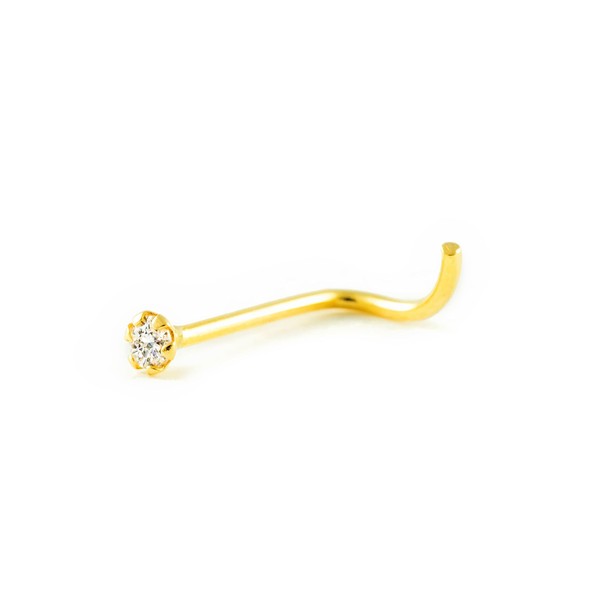 Mondepetit - Yellow Gold 9K Round Nose Piercing with Cubic