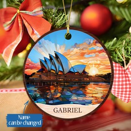 Sydney Opera House Christmas Ornament, Custom Australia Sydney Opera House 2024 Xmas Keepsake Decor Hanging, Sydney Opera House Lovers Present, Customized Australia Travel Keepsake Ornament with Name