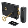 A29 Heavy Duty Cast Iron Horizontal Rim Lock, Black Powder-Coated