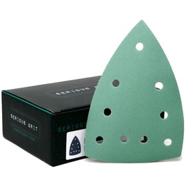 Serious Grit - 180 Grit 4" x 6" Delta (100mm x 150mm) Triangle Sanding Sheets - Fits Festool DTS 400 & Mirka DEOS Delta Sanders - Heavy-Duty Hook & Loop Film Sandpaper for Detail Sanders - 50 Pack Box