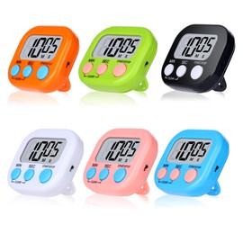 6 Packs Magnetic Kitchen Digital Timers Classroom Stopwatch Timer 6 Colors Small Digital Countdown Timer Loud Alarm Stop for Kitchen Cooking Study Work Baking Sports Games Office Timer Clock