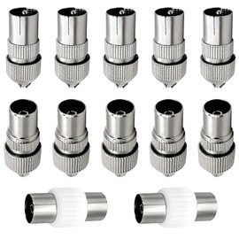 CENCERY 12 Pieces TV Aerial Connector Coaxial TV Aerial Connector 5 Male & 5 Female 2 Female to Female Coaxial Cable Connector Aerial Plug F Male to Coax Adapter