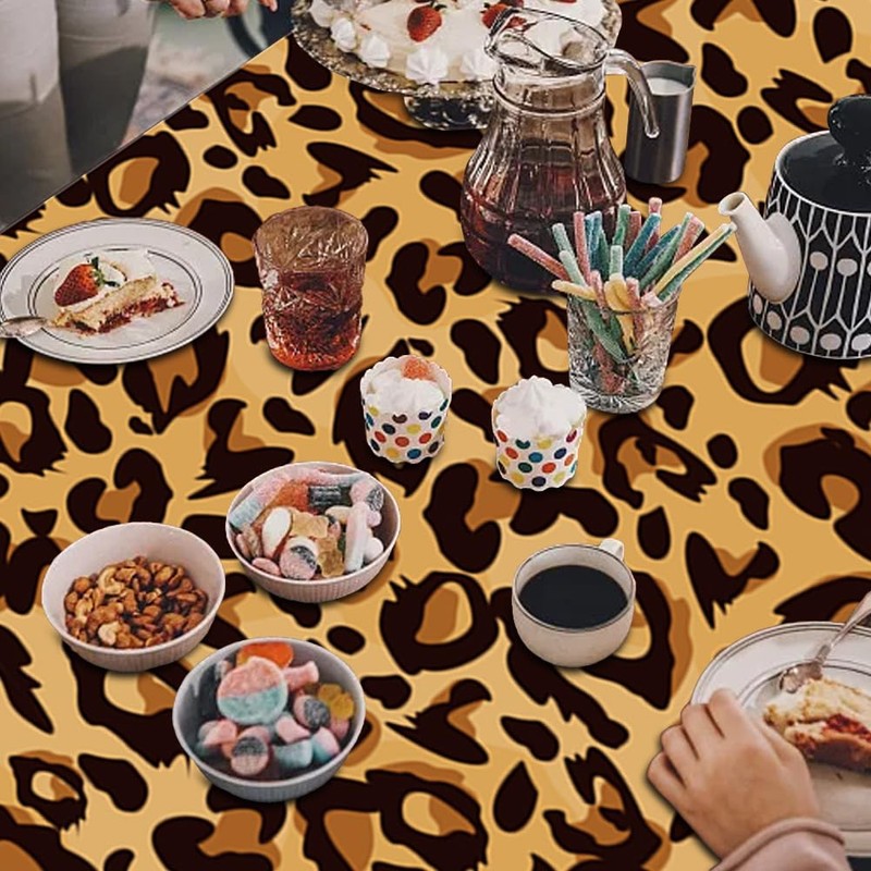Leopard Print Tablecloth Rectangular Table Covers Disposable Party Decorations Table