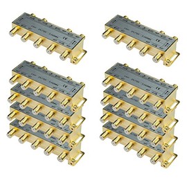 iMBAPrice 110017-10 (10-Pack) Glod Plated 2.4 Ghz -8 Way Coaxial Cable Splitter F-Type Screw for Video Satellite Splitter/VCR/Cable Splitter/TV Splitter/Antenna Splitter/RG6 Splitter