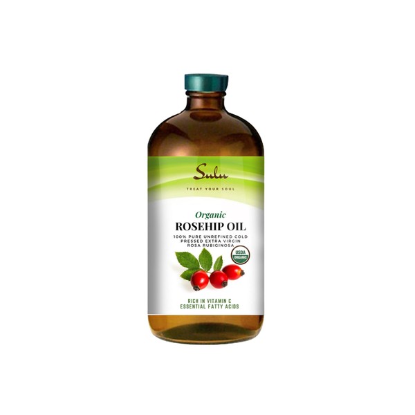 SULU ORGANICS 100% Pure Organic Unrefined Cold Pressed Rosehip Oil-Rosa Rubiginosa (16 fl.oz)