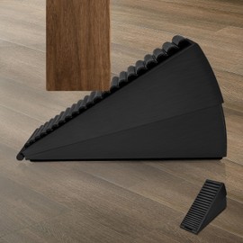 Door Stop, Extra Large Door Wedge Black Rubber Door Stoppers Indoors Outdoor Heavy Duty Doorstop for Floor, Stainless Steel Tall Door Stops 3 Inch