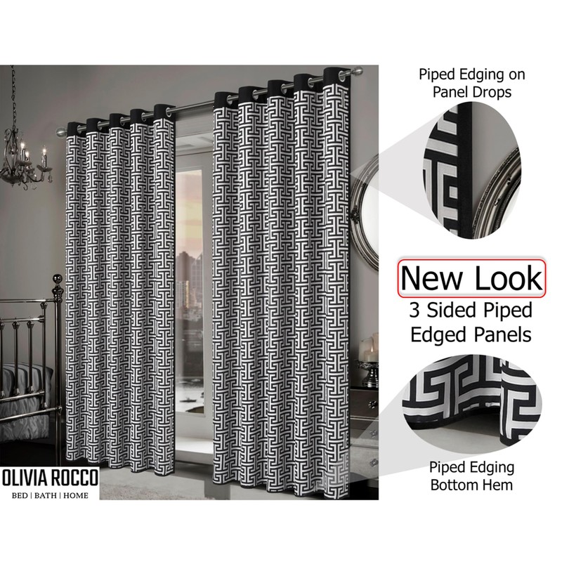Olivia Rocco Milano Print Blackout Eyelet Curtains Thermal Insulated Ring
