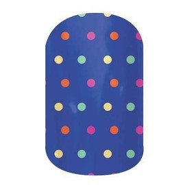 Sprinkled - Jamberry Nail Wraps - Colorful Polka Dots on Blue (Full Sheet (2 manicures / 2 pedicures))