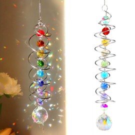 Sun Catcher Crystal Wind Chime Decorative, Light Catcher, Light Feature Window, Suncatcher Crystal, Spiral Tail, Hanging, for Indoor and Outdoor Garden, Windowsill, Bedroom Decoration
