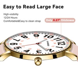 Bomieux Nurse Watch for Nurses Doctors Women Men,Waterproof Analog Watches with Luminous Dial and Japanese Quartz Movement,Easy to Read Military Time Watch with Second Hand, 12/24 Hours,Silicone Band