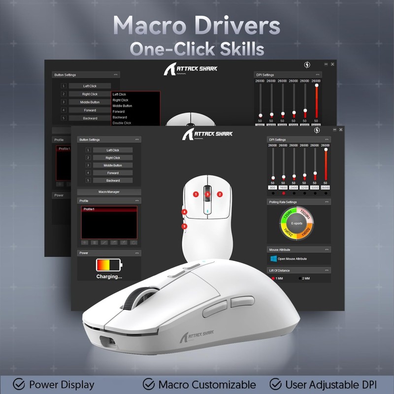 Attack Shark X6 Ratón Inalámbrico Ligero para Juegos con Cable