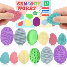 Pack of 12 Fidget Toys, Sensory Stones, Textured Worry Stone Sensory Toy Children with Autism, Sensory Toy, Anti-Stress, Anxiety Relief Sensory Toy for Children and Adults