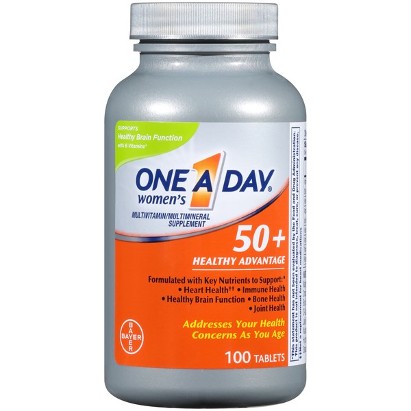 One A Day Women’s 50+ Multivitamins, Supplement with Vitamin A, Vitamin C, Vitamin D, Vitamin E and Zinc for Immune Health Support*, Calcium & more, 100 count