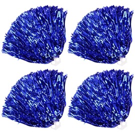 UUYYEO 4 Pcs Plastic Cheer Pom Poms Girls Cheerleader Pom Poms Metallic Foil Pom Poms Team Spirit Pom Poms Dance Team Pom Poms with Handles Cheerleading Costume Accessories Blue