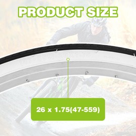 WEEROCK 26 x 1.75 Inch Bike Tire One Pack Bicycle White Wall Side Black Tires Folding Bead Tires Compatible with 26 Inch City Bike, Lady Bicycle, Cruiser Bikes