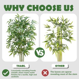 Artificial Bamboo Tree 5FT Tall Fake Plants Faux Silk Plant, Faux Bamboo Plant for Home Office Indoor Outdoor Decor Artificial Trees with Tall Planter