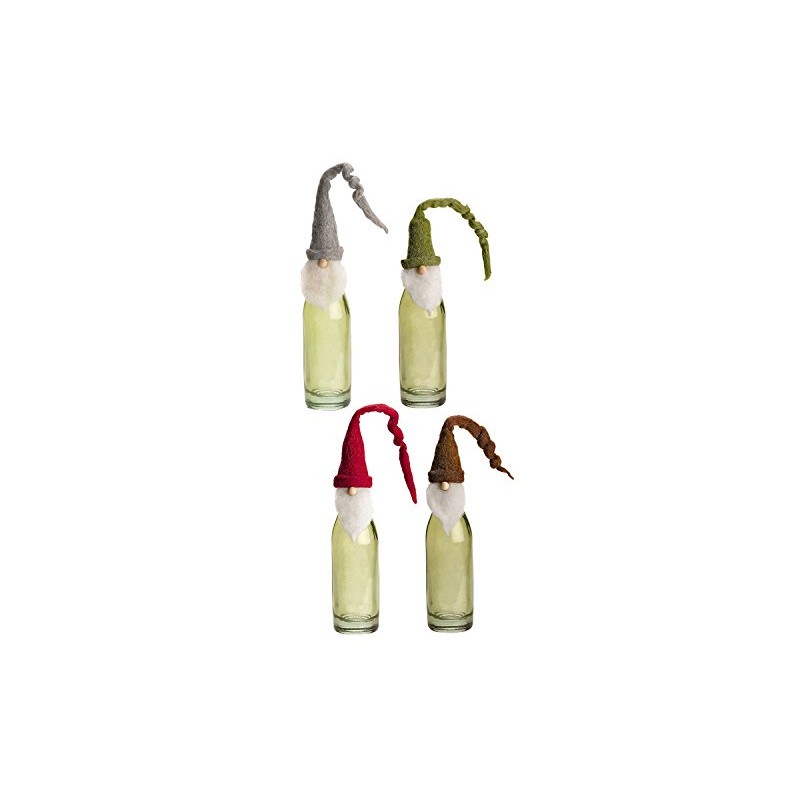 Set of Four Santa Claus Wine Bottle Toppers w/ Curly