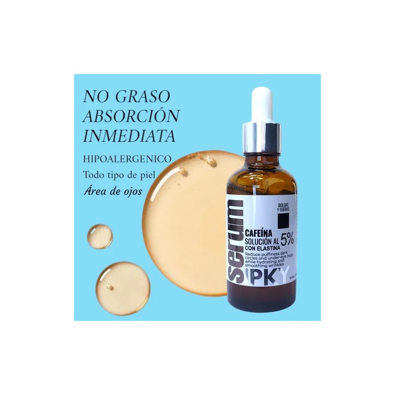 Sérum Cafeína 5% y Elastina Bolsas,Ojeras Y Antiarrugas 50 ml