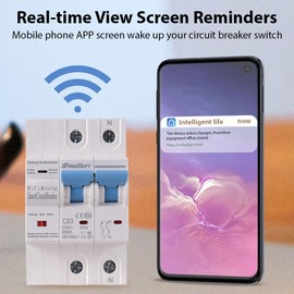 Swokely 2P Smart Circuit Breaker, 100A 220V WiFi Smart Energy Monitor Switch Meter, One-Click Switch, APP Remote Switch, Miniature Circuit Breakers, Remote Control with TY APP for Apartments