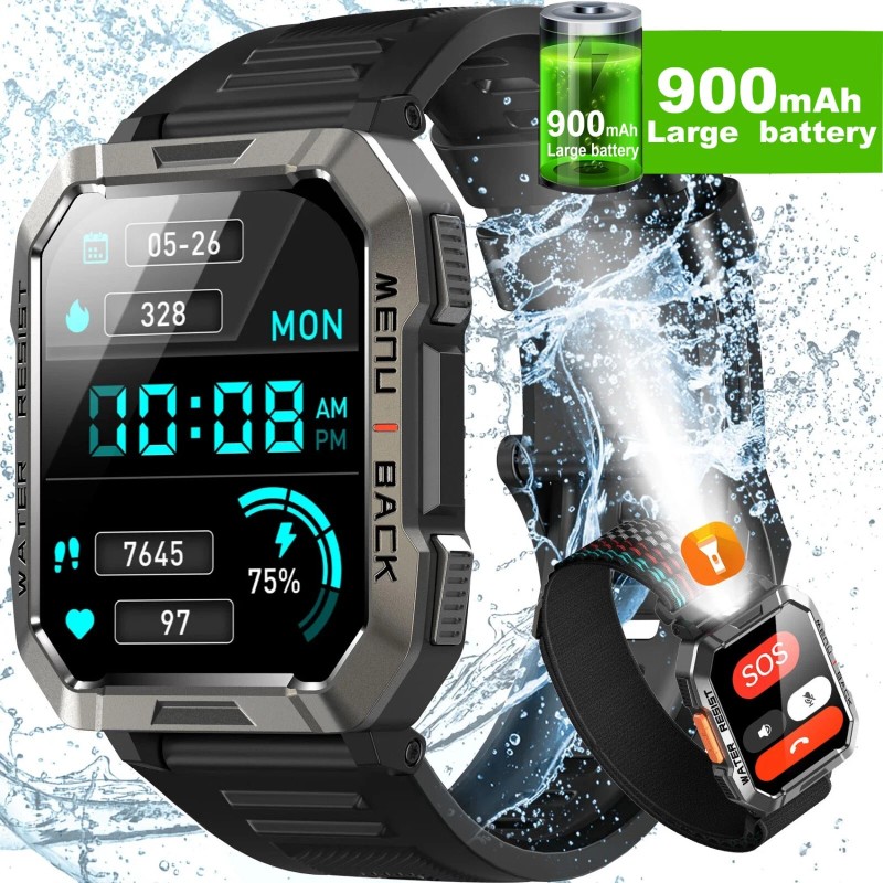 🔥Reloj inteligente militar para hombres (recepción/marcación de llamadas) rastreador táctil