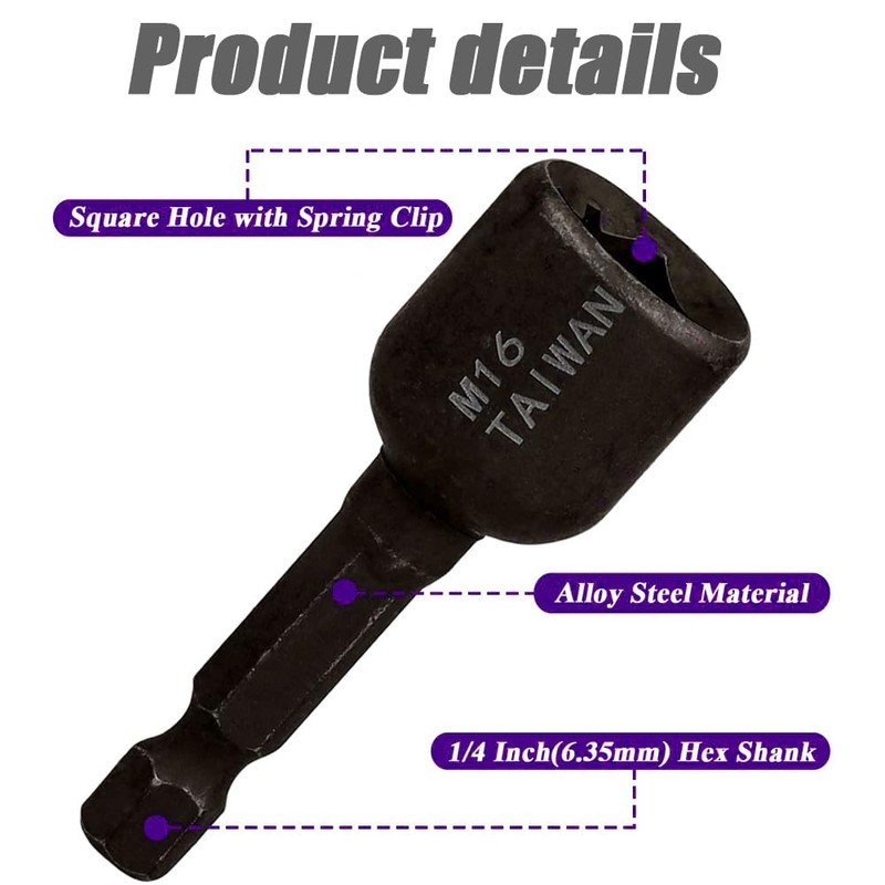 HaoTrade 8Pcs Hex Shank Tap Socket, Tap Socket Wrench Set,