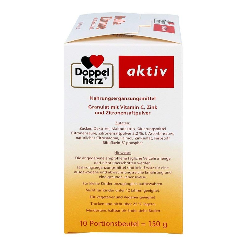Doppelherz Hot Lemon Vitamin C + Zinc Granules Pack of