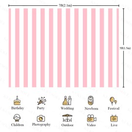 KUKUSOUL 7x5ft Pink and White Striped Photography Backdrop Vertical Streak Textured Background Birthday Party Decoration Photo Studio Props Banner Adult Elder Girl Boy Wallpaper KU226