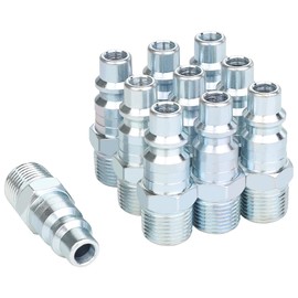 JOROY 3/8 Air Compressor Accessories Fittings, Industrial M-Type Plug, 3/8 Inch High Flow Size, 3/8 Inch Male Threads Size, Steel Material, 300PSI, 10 Pieces Quick Connect Air Fittings
