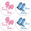 100pcs Gender Reveal Stickers, 2in Round Cute Team Bows Team