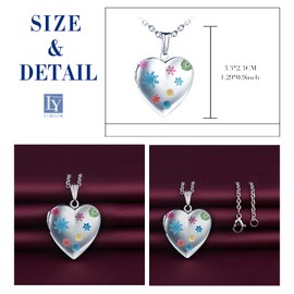 Yumilok Women's Necklace Locket Chain Photo Snowflake Moon Star Necklace Photo Locket Heart Pendant Amulet Pendant Stainless Steel Jewellery for Girls, Stainless Steel