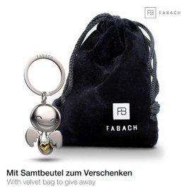 FABACH Guardian Angel Keyring Happy with Heart – Angel Lucky Charm Keyring Love – Gift Guardian Angel Lucky Charm – Angel with Heart as a Gift Idea for Girlfriend, gold, Modern