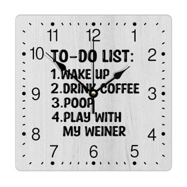 Zyadsinoudor to Do List Wake Up Drink Coffee Square PVC Wall Clock My Plan Numeral Clocks 10in Battery Operated Modern Wall Clock for Gifts Home Office School Kitchen Living Room