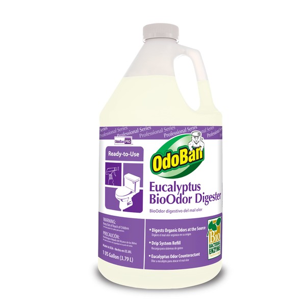 OdoBan Professional Cleaning Ready-to-Use BioOdor Digester Harsh Aroma Counteractant, 1 Gallon, Eucalyptus Scent