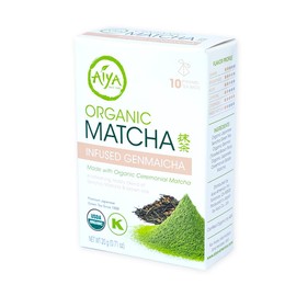 Aiya Organic Matcha Infused Genmaicha | Organic Ceremonial Matcha Green Tea, Organic Genmaicha | 10 Count