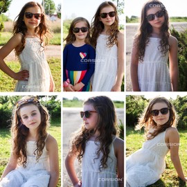 COASION Polarized Kids Sunglasses UV 400 Protection for Girls Boys Classic Retro Style Toddler Shades Age 3-12 (Pink/Grey Lens)